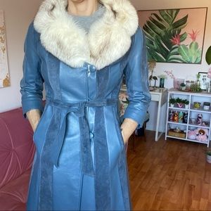 Vintage Rajac Leathers Blue Leather and Suede Coat